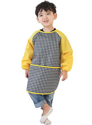 Picture of Plie Waterproof Kids Art Smocks 37 Colors (Age 1-10, S-XXL Size), Black Check (33-M)