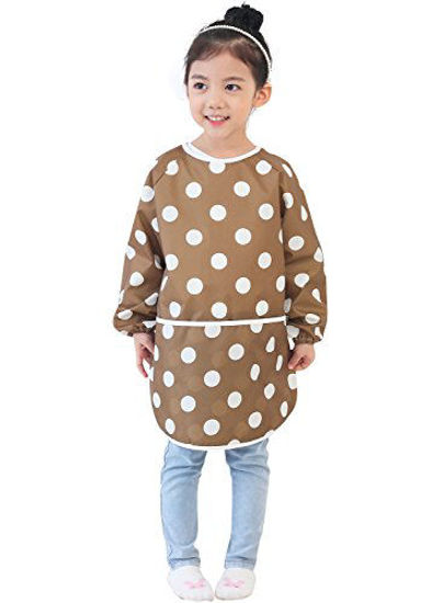 Picture of Plie Waterproof Kids Art Smocks 37 Colors (Age 1-10, S-XXL Size), Brown Dot (42-S)