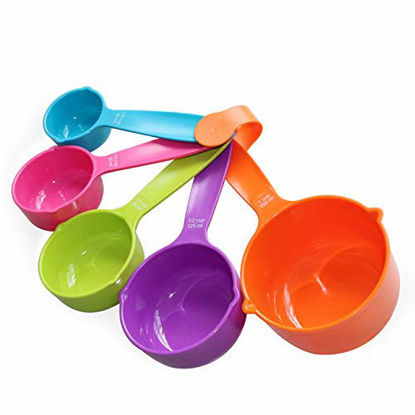 Picture of Rypet Pet Food Scoop Set of 5 - Measuring Cups and Spoons Set Plastic for Dog, Cat and Bird Food (Random Color)