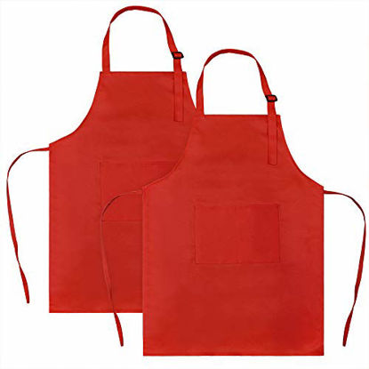 Picture of SINLAND Kids Apron with Pocket 2 Pack Children Chef Apron for Cooking Baking Painting (M: 6-12 Years)