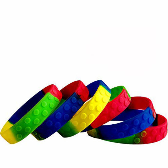 Picture of Eventitems 48 Pack Silicone Bracelets for Kids - Kids Birthday Party Wristbands - Kids Size