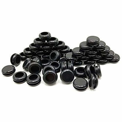 Picture of Rubber Grommet, 7/16" Inside Diameter 1/2"Drill HoleRubber Hole Plug,Synthetic Rubber Grommets Wire Protection,Firewall Plug Grommet,Double-Sided Round, 50PCS