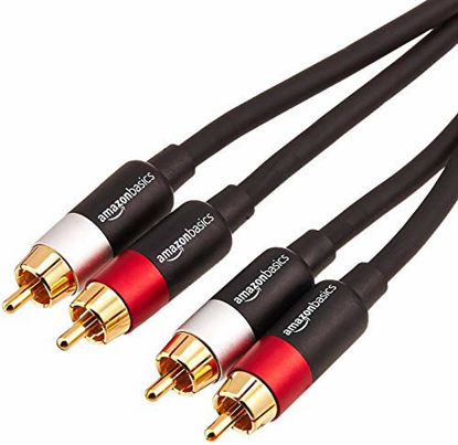 Picture of Amazon Basics 2-Male to 2-Male RCA Audio Stereo Subwoofer Cable - 8 Feet