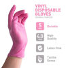 Picture of OKIAAS Pink Disposable Gloves Large, Vinyl Gloves Disposable Latex Free, 5 mil, 50 Count, for Food Prep, Household Cleaning, Hair Dye, Tattoo