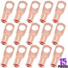 Picture of Swpeet 15Pcs 4 AWG - 3/8" (M10) UL Listed Copper Battery Cable Lugs Wire Lugs, Battery Cable Ends Bare Copper Eyelets, Tubular Ring Battery Cable Ends Ring Terminals