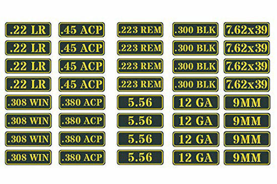 Picture of Aolamegs 9MM 5.56 7.62 12GA .22 .223 .308 .300 .380 .45 Ammo Can Vinyl Sticker Set Decal Molon Labe Bullet (40 Pack/10 Varieties)