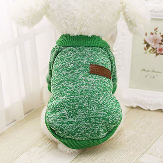 Picture of Idepet Pet Dog Classic Knitwear Sweater,Soft Fleece Coat for Small,Medium Dog,Warm Pet Dog Cat Clothes,Soft Puppy Customes (XL, Green)