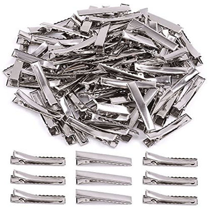 Picture of Mardatt 200Pcs 1.81 inch / 4.6 cm Alligator Hair Clips Bulk Silver Single Prong Hair Clips For Bows Making Hair Pins For Sectioning Hair Styling And Sectioning Hairdressing DIY Crafts