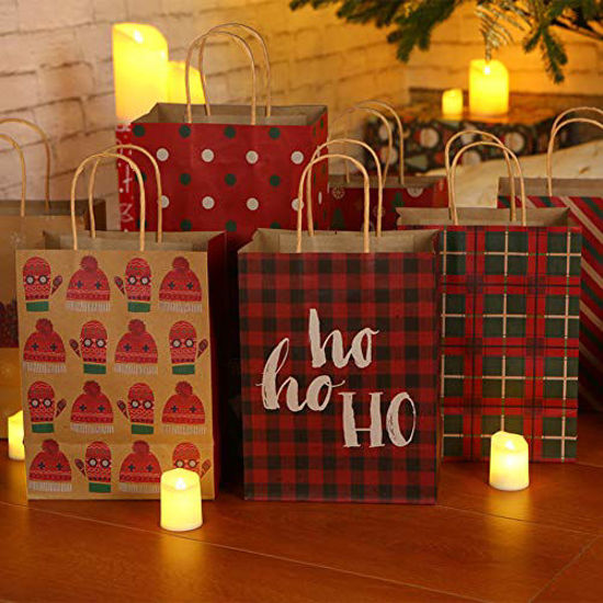 12 Pcs Small Christmas Gift Bags with Handle Cute Kraft Gift Bags Bulk for Christmas  Presents Medium Size Kraft Paper Bags for Xmas Party Favors Suitable for  Treat Bags Candy Bags Goody