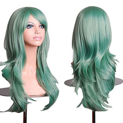 Picture of AneShe Wigs 28" Long Wavy Hair Heat Resistant Cosplay Wig for Women (Green)