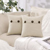 Picture of MIULEE Set of 2 Decorative Linen Throw Pillow Covers Cushion Case Triple Button Vintage Farmhouse Pillowcase for Couch Sofa Bed 12 x 12 Inch Cream White