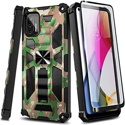 Picture of NZND Case for Wiko Ride 3 with Tempered Glass Screen Protector (Maximum Coverage), Full-Body Protective [Military-Grade], Built-in Kickstand, Heavy-Duty Phone Case (Camo)