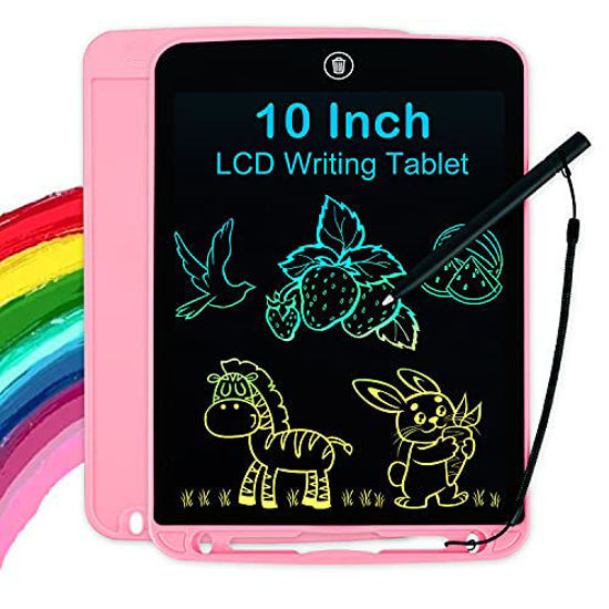 Picture of Girls Toys Gifts LCD Writing Tablet for Kids 10 Inch, Colorful Doodle Board Drawing Tablet with Lock Function, Erasable Reusable Writing Pad, Educational Girls Toys Gifts for 3-6 Year Old Girls