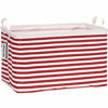 Picture of Sea Team Collapsible Canvas Fabric Storage Basket with Handles, Rectangle Waterproof Storage Bin, Box, Cube, Foldable Shelf Basket, Closet Organizer, 16.5 x 11.8 x 9.8 Inches, Red Stripe