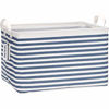 Picture of Sea Team Collapsible Canvas Fabric Storage Basket with Handles, Rectangle Waterproof Storage Bin, Box, Cube, Foldable Shelf Basket, Closet Organizer, 16.5 x 11.8 x 9.8 Inches, Navy Stripe