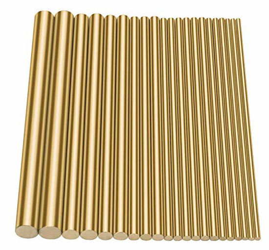 Picture of Sutemribor Brass Round Rods Bar Assorted Diameter 2-8mm for DIY Craft (21 PCS)