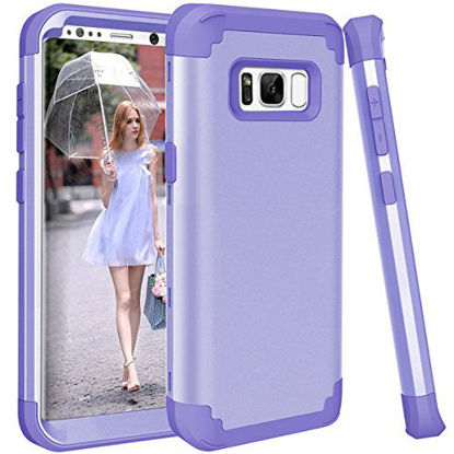 Picture of Phone Case for Samsung Galaxy S8 Hard Cover Shockproof Soft Silicone Bumper Hybrid Three Layer Defender Heavy Duty Protective Cell Accessories Glaxay S 8 8S Edge SM-G950U Cases Women Girl Purple