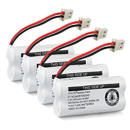 Picture of Kruta BT183342/BT283342 2.4V 800mAh Ni-MH Battery Pack, Compatible with AT&T VTech Cordless Phone Batteries BT183342/BT283342 BT162342/BT262342 CS6709 CS6609 CS6409 BL102-3 EL52100 EL50003 (Pack of 4)