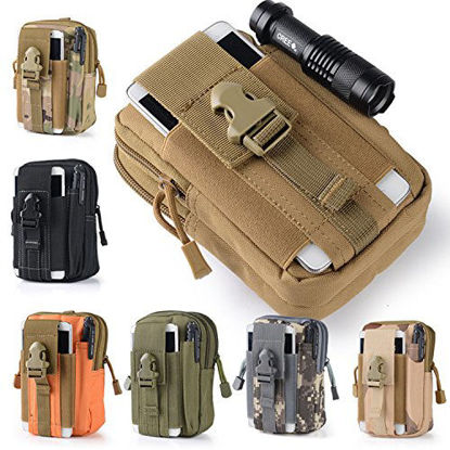 Picture of Efanr Universal Outdoor Tactical Holster Military Molle Hip Waist Belt Bag Wallet Pouch Purse Phone Case with Zipper Compatible with Samsung Galaxy S7 S6 LG HTC and More Smartphones (Army Green)