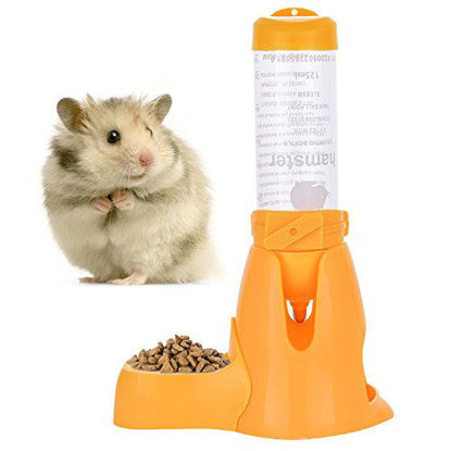 Picture of Guardians Hamster Water Bottle,Little Pet Automatic Drinking Bottle with Food Container Base Hut Hanging Water Feeding Bottles Auto Dispenser for Small Animals(125ml,Yellow)