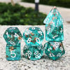 Picture of Haxtec Teal DND Dice Set 7PCS Handmade Gold Leaf Resin Polyhedral Dice for Roleplaying Games Dungeons and Dragons-Wonderland