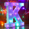 Picture of Colorful LED Marquee Letter Lights Light Up 16color Changing 26 Alphabet Initial Name Sign Control Multi Color Led Letters for Wedding Party Christmas Home Bar Decoration (Letter K)