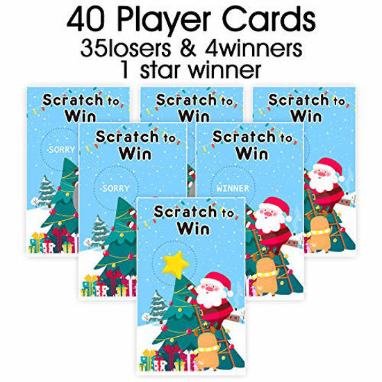 Picture of Christmas Scratch Off Cards (40 Pack) Christmas Party Game for Holiday Events - Groups, Kids and Adult - Festive Raffle Tickets for Prize Drawings - Christmas Gift Choice Christmas Star