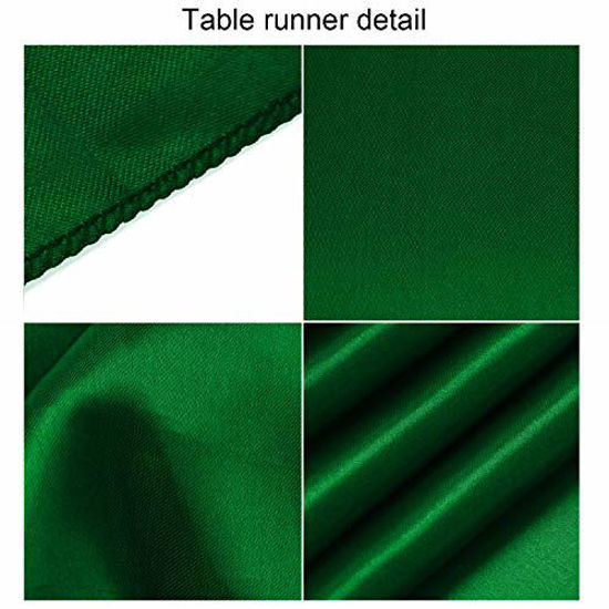 Picture of ANECO 4 Pack Satin Table Runner 12 x 108Inch Long Bright Silk and Smooth Fabric Party Table Runner for Wedding Banquet Party Decoration- Forest Green