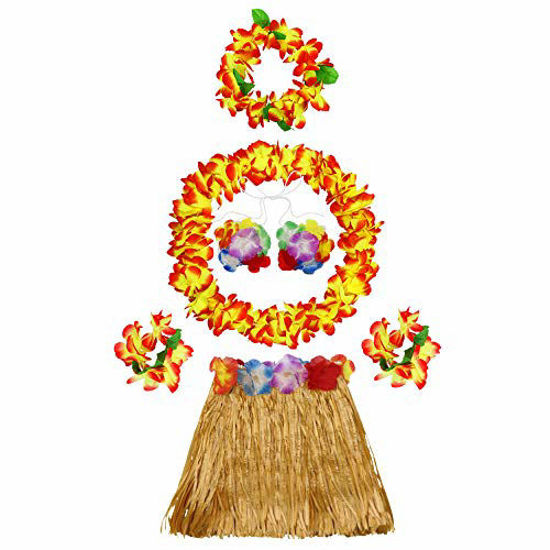 GetUSCart- 30cm Hawaiian Grass Skirt Performance Costume Set for Girls