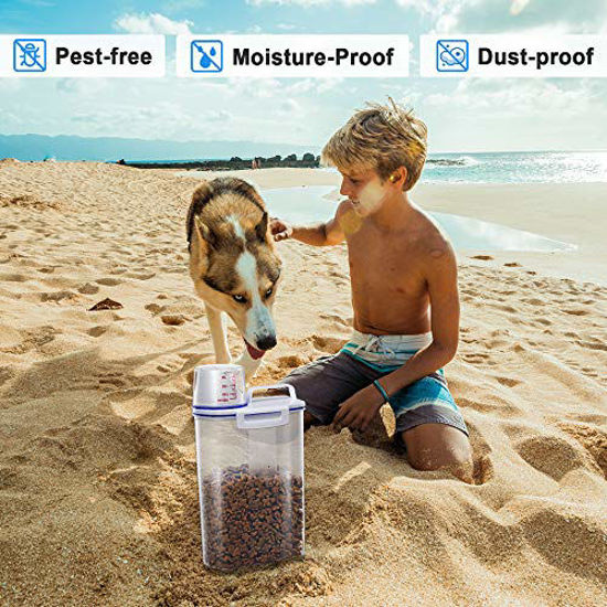 Picture of TBMax Pet Food Container for Dogs Cat Food Container with Pour Spout + Seal Buckles + BPA-Free Plastic + Airtight for Birds