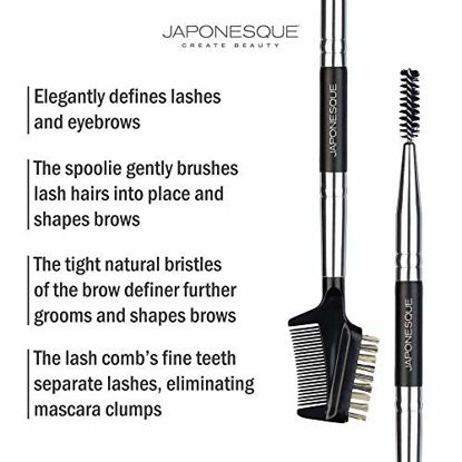 Picture of Japonesque Brow & Lash Shaper with 3 Different Spoolie Brushes, for Separating Lashes, Eliminating Mascara Clumps, and Grooming and Shaping Brows