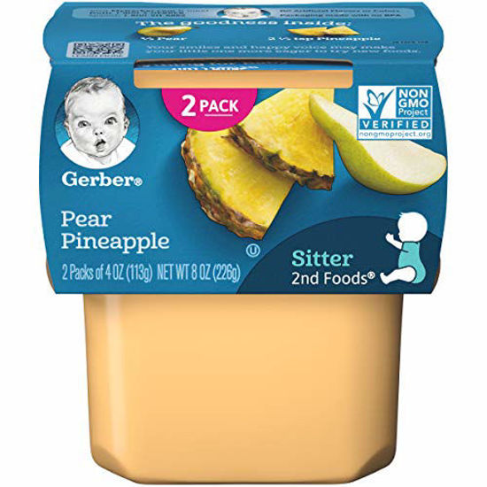 Picture of Gerber 2nd Foods Pear Pineapple, 4 oz Tubs, 2 Count (Pack of 8)