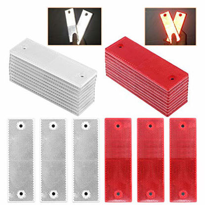 Picture of Rustark 20 Pcs Reflective Tape Waterproof Self-adhesive Reflector Conspicuity Safety Caution Warning Sticker for Truck Trailer Pickup Mailbox(Red and White)