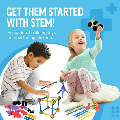 Picture of STEM Master Building Toys for Kids Ages 4-8 - STEM Toys Kit w/176 Durable Pieces, Design Guide, Reusable Toy Storage Box Educational for Girls & Boys