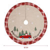 Picture of Juegoal 32 Inch Christmas Tree Skirt, Burlap Xmas Tree Mat with Red and White Plaid Edge, Dog in Truck Merry Christmas Base Cover for Tree New Year Party Home Holiday Decorations