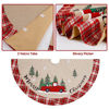 Picture of Juegoal 32 Inch Christmas Tree Skirt, Burlap Xmas Tree Mat with Red and White Plaid Edge, Dog in Truck Merry Christmas Base Cover for Tree New Year Party Home Holiday Decorations