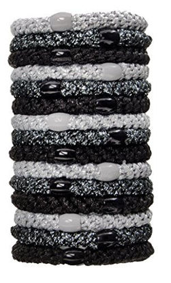 Picture of L. Erickson Grab & Go Ponytail Holders, Black Metallic, Set of Fifteen - Exceptionally Secure with Gentle Hold