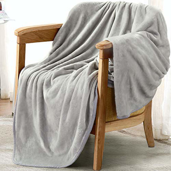 Picture of Fleece Throw Blanket Fuzzy Soft Plush Blanket 330GSM for All Season Spring Summer Autumn Throws for Couch Bed Sofa, 50 by 60 Inches, Smoky Grey