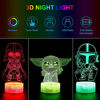 Picture of 3D Illusion Night Light for Kids, LED Desk Lamp 3 Pattern & 16 Color Change Decor Nightlight, Baby Yoda/Darth Vader/Stormtrooper Toys As Best Gifts for Kids and Star Wars Fans