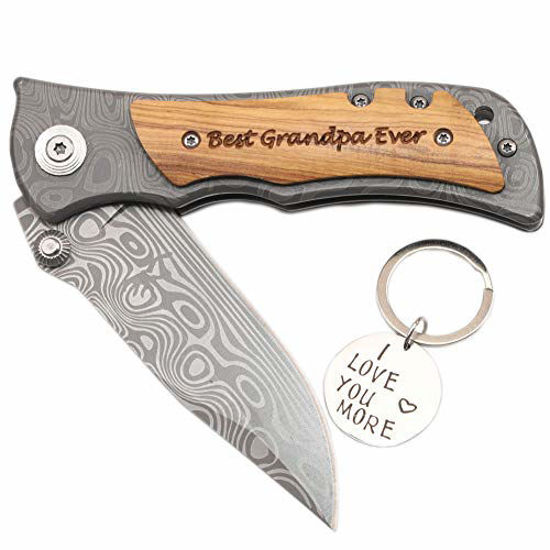 Picture of Corfara Best Grandpa Ever Pocket Knife - Best Gifts for Grandpa Birthday Gifts, Gifts for Grandpa Gifts from Grandkids Granddaughter for Fathers Day