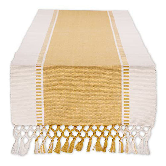 Picture of DII Dobby Stripe Woven Table Runner, 13x72, Honey Gold