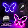 Picture of 2 Pieces Butterfly Neon Signs Pink Blue Butterfly LED Light 3-AA Battery Powered,USB Operated Wall Neon Light Decor Butterfly Neon Wall Art for Christmas, Birthday,Wedding, Outdoor Events,Bedroom