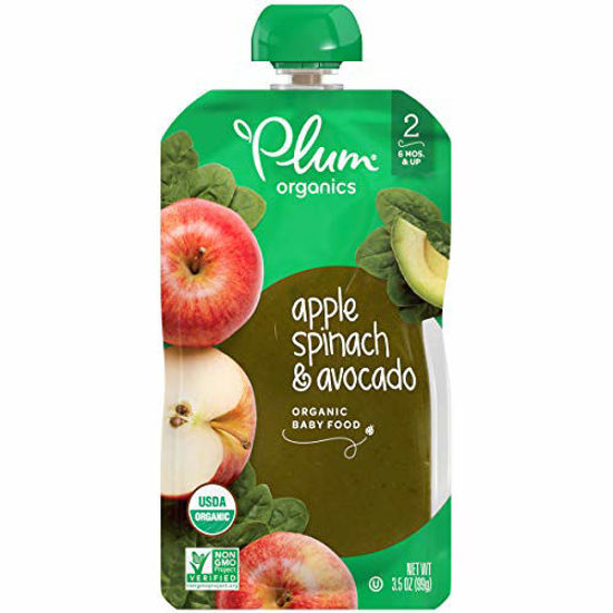 Picture of Plum Organics Stage 2, Organic Baby Food, Apple, Spinach & Avocado, 3.5 Ounce Pouch (Pack of 12) (Packaging May Vary)