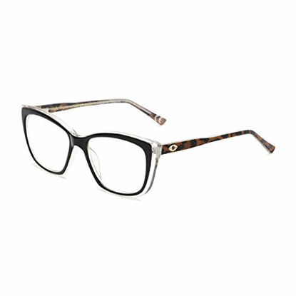 Picture of Sofia Vergara x Foster Grant Women's Gloria Square Reading Glasses, Black Frontspray Over Leopard Print Base, 51 mm + 1.5