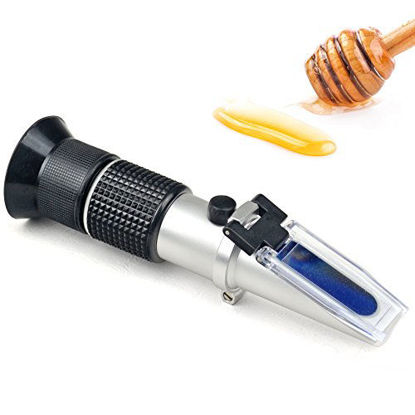 Picture of Honey Refractometer for Honey Moisture, Brix and Baume, 3-in-1 Uses, 58-90% Brix Scale Range Honey Moisture Tester, with ATC, Ideal for Honey, Maple Syrup, and Molasses, Bee Keeping Supplies