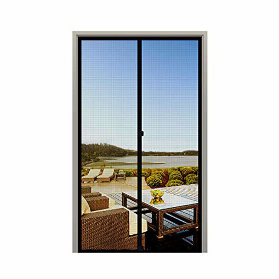 Picture of MAGZO Screen Door Magnets Fit Door Size 34 x 82, Durable Fiberglass Door Mesh with Full Frame Hook&Loop for Back Door-Black