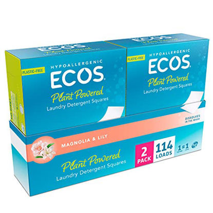 Picture of ECOS® Liquidless Laundry Detergent Squares, Magnolia & Lily, 114 Loads (57 Count, Pack of 2)