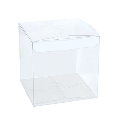 Picture of LaRibbons 50Pcs PET Clear Box, Transparent Boxes, Candy Box, Clear Gift Boxes for Wedding, Party and Baby Shower Favors, 3" L x 3" W x 3" H