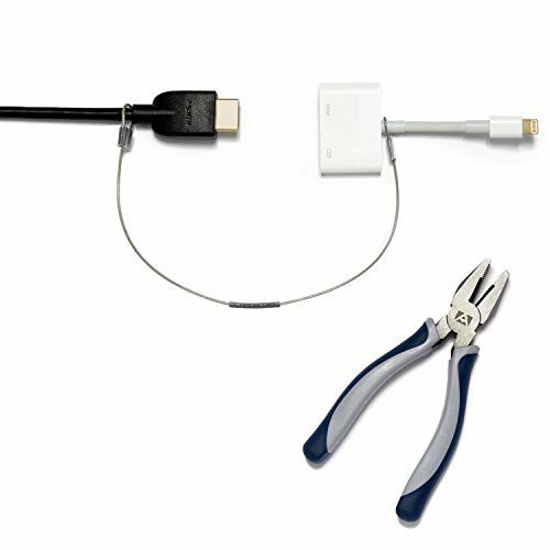 Picture of TetherTies Cable Tethers Silver 5 Pack | Patent-Pending Pre-Assembled Adapter Tethers | Secure Your Computers Adapters & Mac Dongles | Easy Installation | Free Crimping Tool