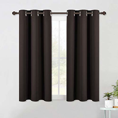 Picture of NICETOWN Living Room Blackout Draperies Curtains, Energy Smart Thermal Insulated Solid Grommet Blackout Curtains / Drapes Window Panels (2 Panels, 42-Inch x 54-Inch, Toffee Brown)
